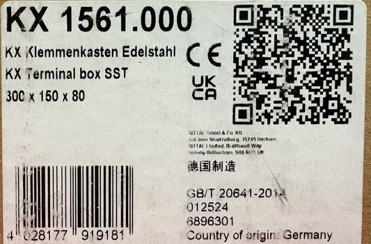 RITTAL STAINLESS STEEL TERMINAL BOX KX 1561.000 ENCLOSURE WITH COVER