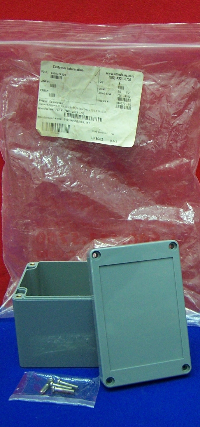 BUD INDUSTRIES PNR-2603-DG エンクロージャーボックス &amp; 蓋 グレー 4.72" x 3.15" x 3.35"