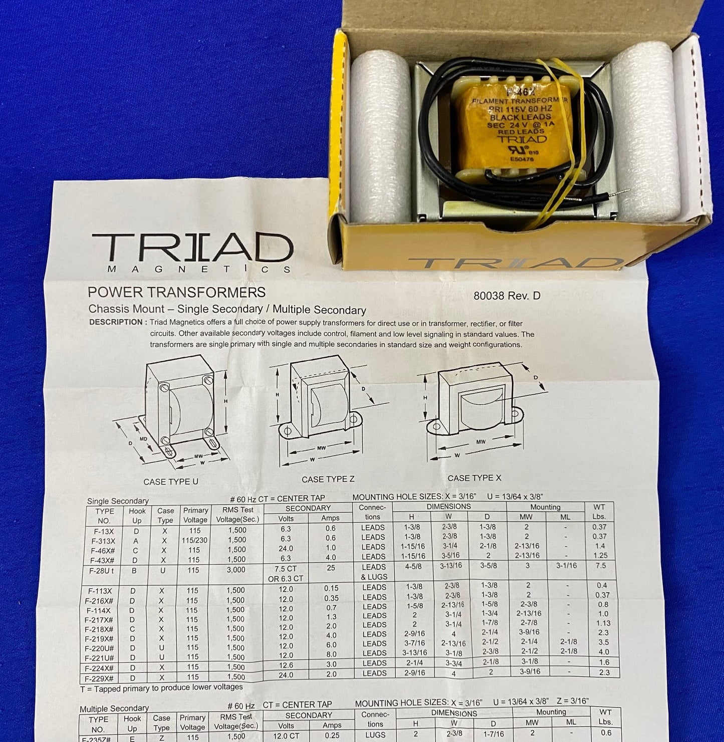 TRIAD MAGNETICS F-46X FILAMENT TRANSFORMER
