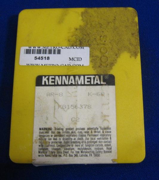 KENAMETAL AK-8  K-68  KG156378 CARBIDE INSERT TOOL BIT USED