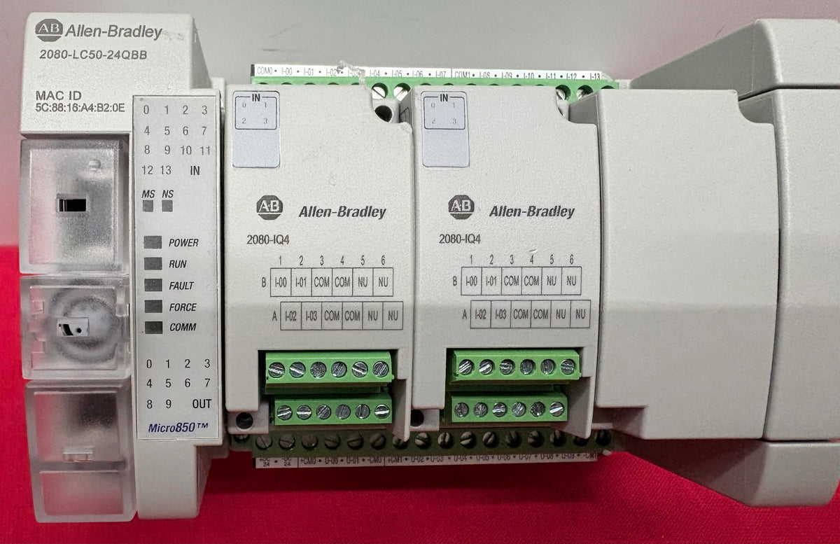 Allen Bradley MICRO850 CONTROLLER 2085-LC50-24QBB w/ 2085-OB32-SC & 2085-ECR