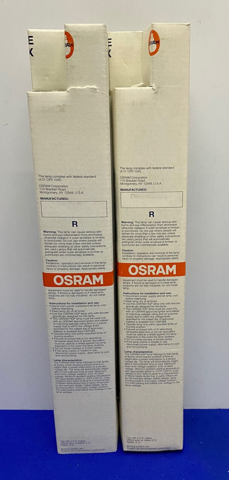 OSRAM HQI-SE 400/DX DAYLIGHT LIGHT BULB, SELLING AS '1 LOT QTY 2'