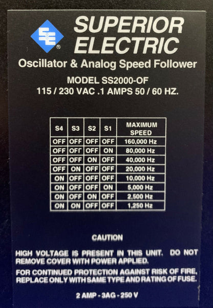 Superior Electric SLO-SYN 2000 SS2000-OF オシレーター &amp; アナログ スピード フォロワー