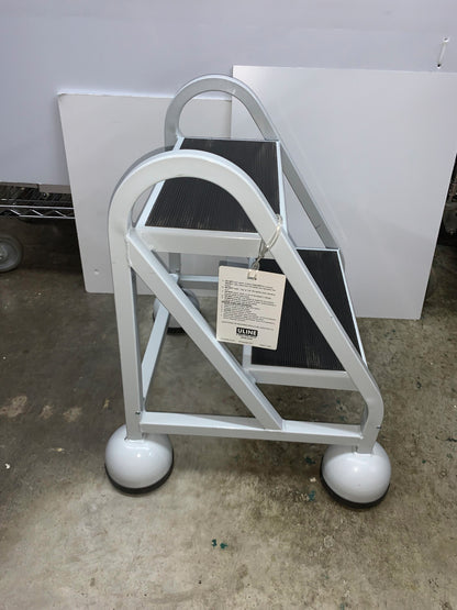 ULINE H-968 ROLLING STEP LADDER CUP SHOES GRIP THE FLOOR FOR STABILITY