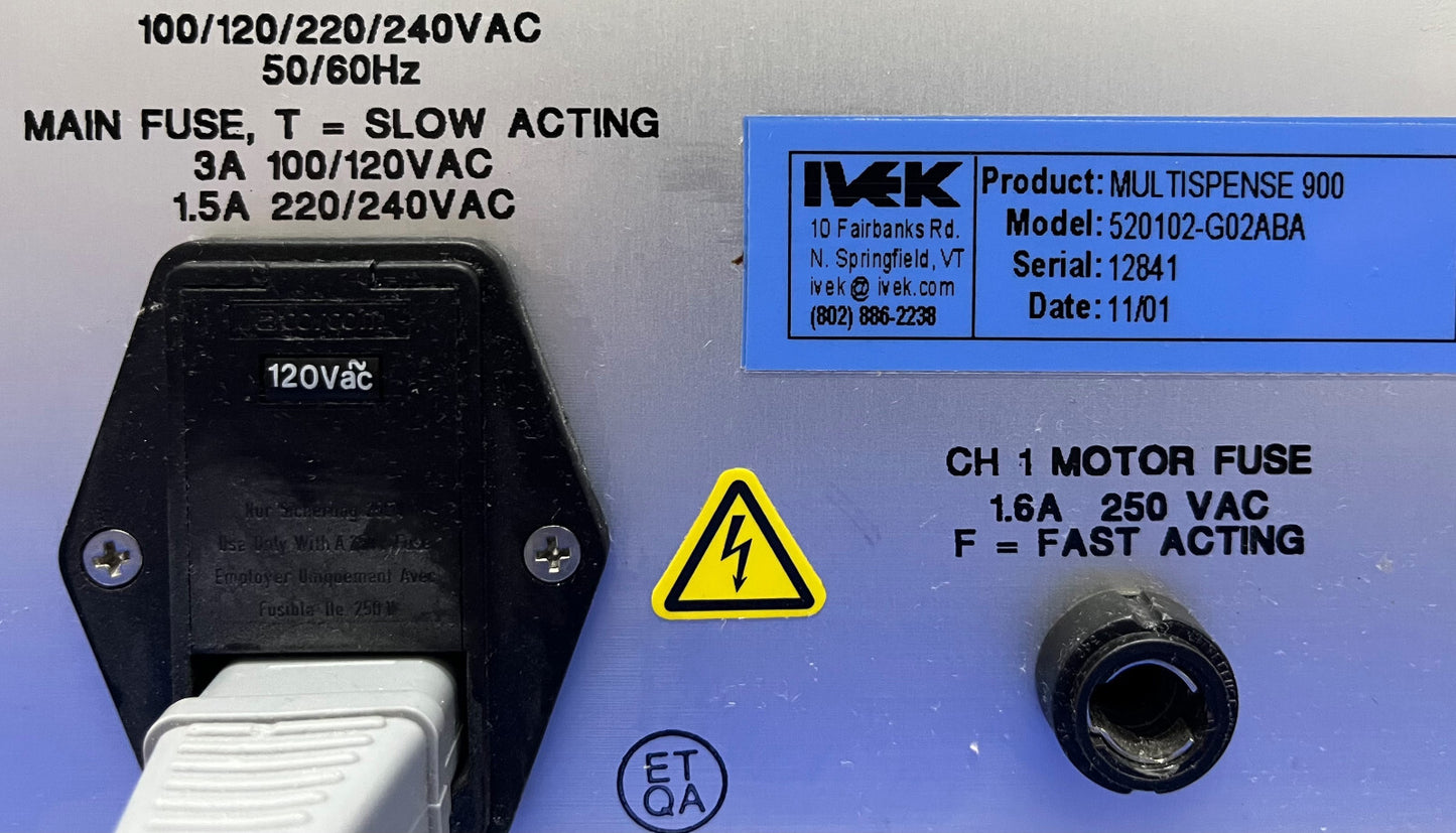 IVEK MULTISPENSE 900 520102-G02ABA MEHRKANAL-SPENDER - FÜR TEILE/REPARATUR