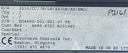 CONTROLLO DELLA TEMPERATURA EUROTHERM 2216 2216/CC/VH/LH/XX/DB/XX/ENG 