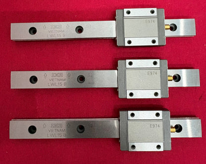 IKO LWL15B LINEAR GUIDE RAIL SLIDE E974 BLOCK - SELLING AS '1 LOT QTY 3'