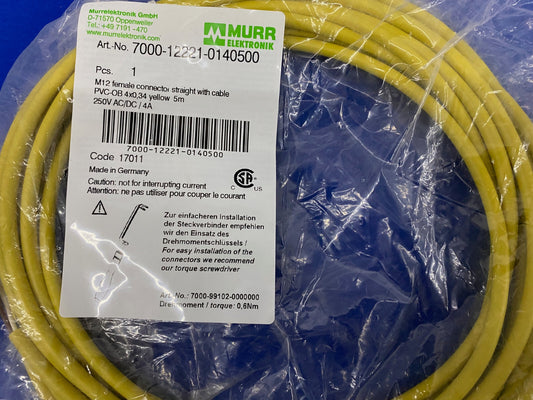 MURR ELEKTRONIK 7000-12221-0140500 M12 FEMALE CONNECTOR STRAIGHT - LOT OF 2