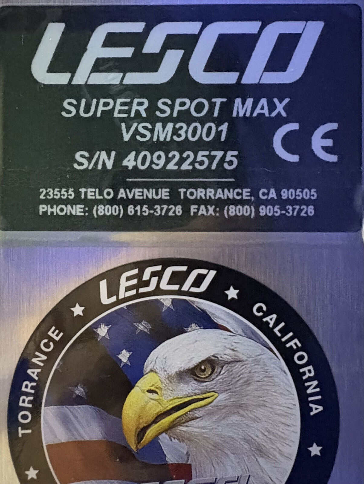 LESCO SUPER SPOT MAX HP VSM3001 UV硬化システム（フットスイッチ＆ライトガイド付き） 
