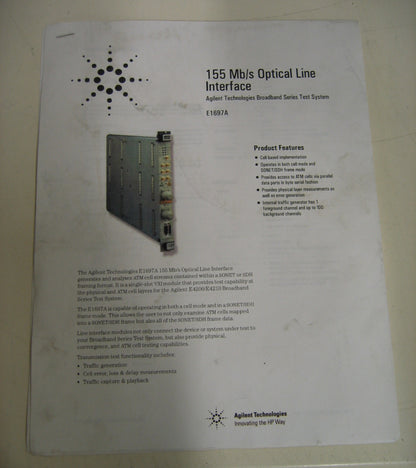 HP AGILENT E1616A 155 MB/S OPTISCHE LIJNINTERFACE HP75000 MET HANDLEIDING 