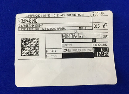 CORNELL DUBILIER ELECTRONICS CDE SFA66T10K475B-F / 338-4451-ND KONDENSATOR