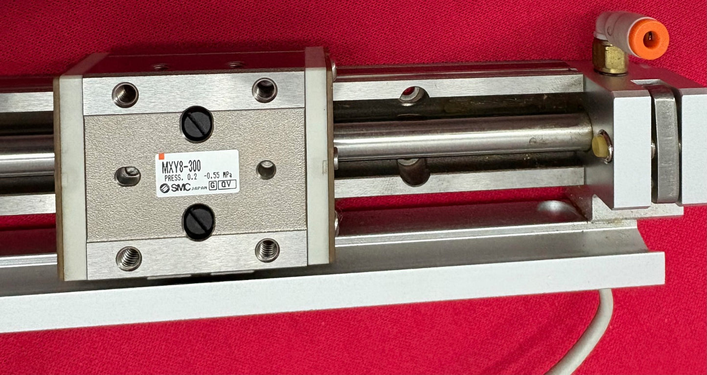 SMC LONG STROKE 300mm AIR PNEUMATIC SLIDE TABLE MXY8-300 w/ QTY 2 SMC D-M9N