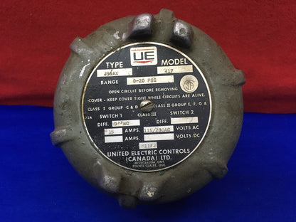 UE UNITED ELECTRICAL INTERRUPTEUR DE PRESSION DIFFÉRENTIELLE J96AX 417 UTILISATION EN ZONE DANGEREUSE