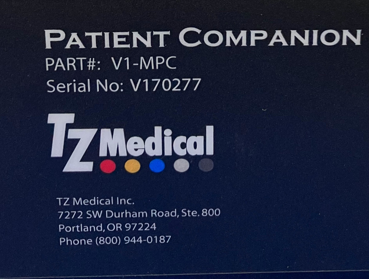 TZ MEDICAL PATIENT COMPANION BOOKER BOX V1-MPC, SELLING AS IS