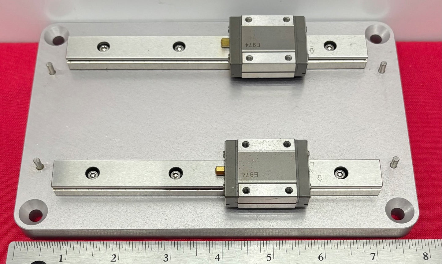 IKO QTY 2 LWL15B LINEAR GUIDE RAIL SLIDE BLOCK MOUNTED ON ALUMINUM PLATE