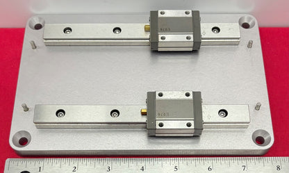 IKO QTY 2 LWL15B LINEAR GUIDE RAIL SLIDE BLOCK MOUNTED ON ALUMINUM PLATE