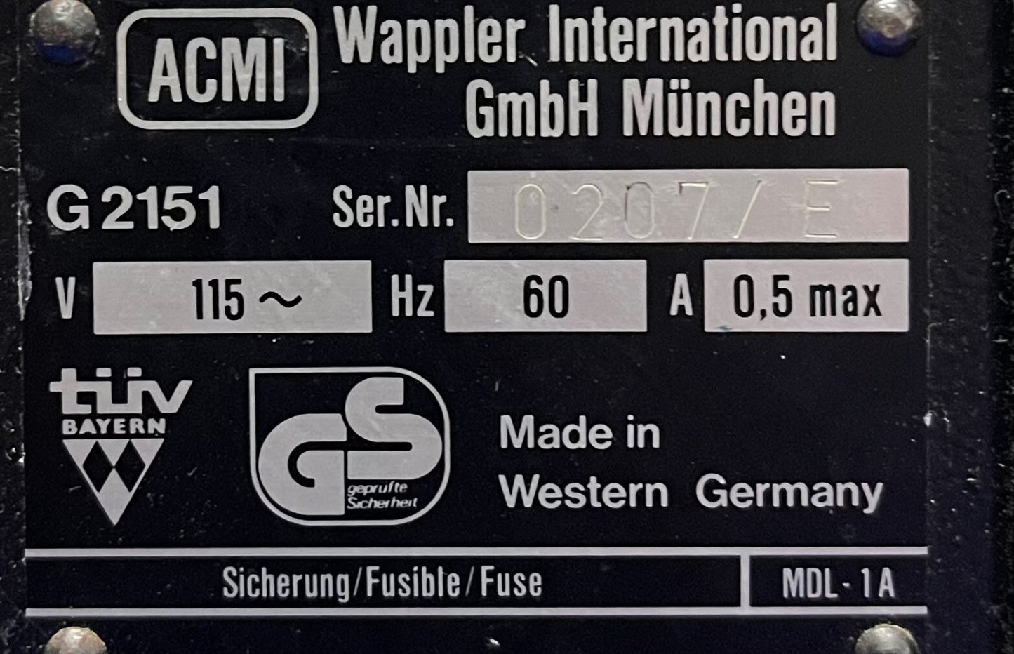ACMI WAPPLER INT'L CFR TRANSFER-PERISTALTIKPUMPE G2151 – SIEHE BILDER/VIDEO