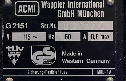 ACMI WAPPLER INT'L CFR TRANSFER-PERISTALTIKPUMPE G2151 – SIEHE BILDER/VIDEO
