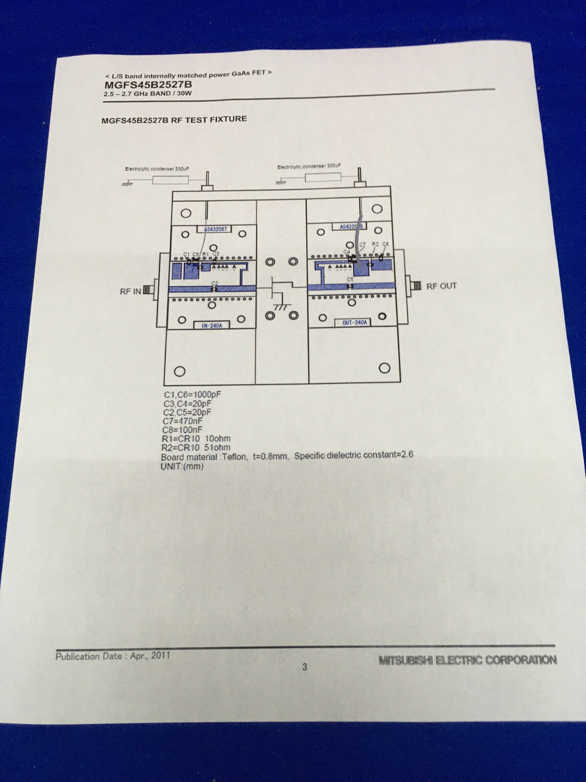 73PCS - 三菱電機 MGFS45B2527B-01 GaAs FET 2.5-2.7 6HZ