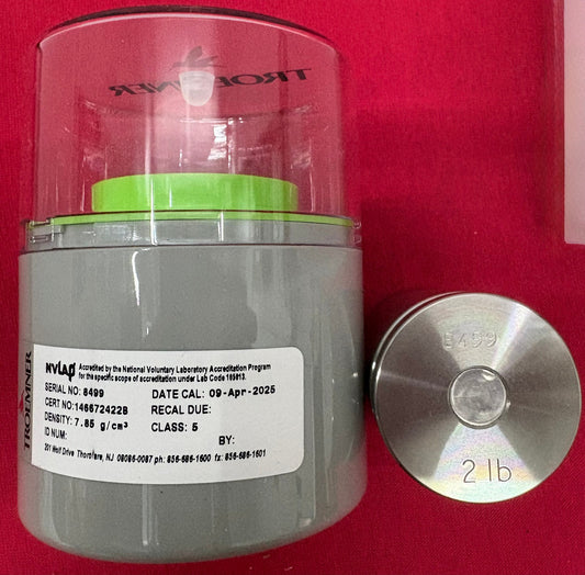 TROEMNER 2LB PRECISION CYLINDRICAL WEIGHT w/ CASE CL 5 STAINLESS STEEL