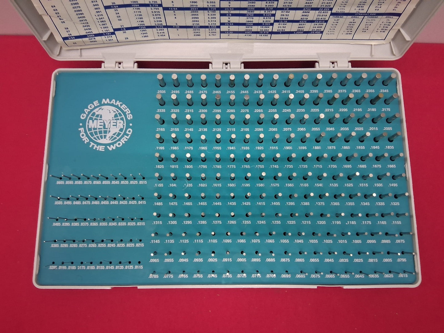 Meyer Gage C105 Minus Pin Gage Set .0115 - .2505 240 Pcs COMPLETE Class Z