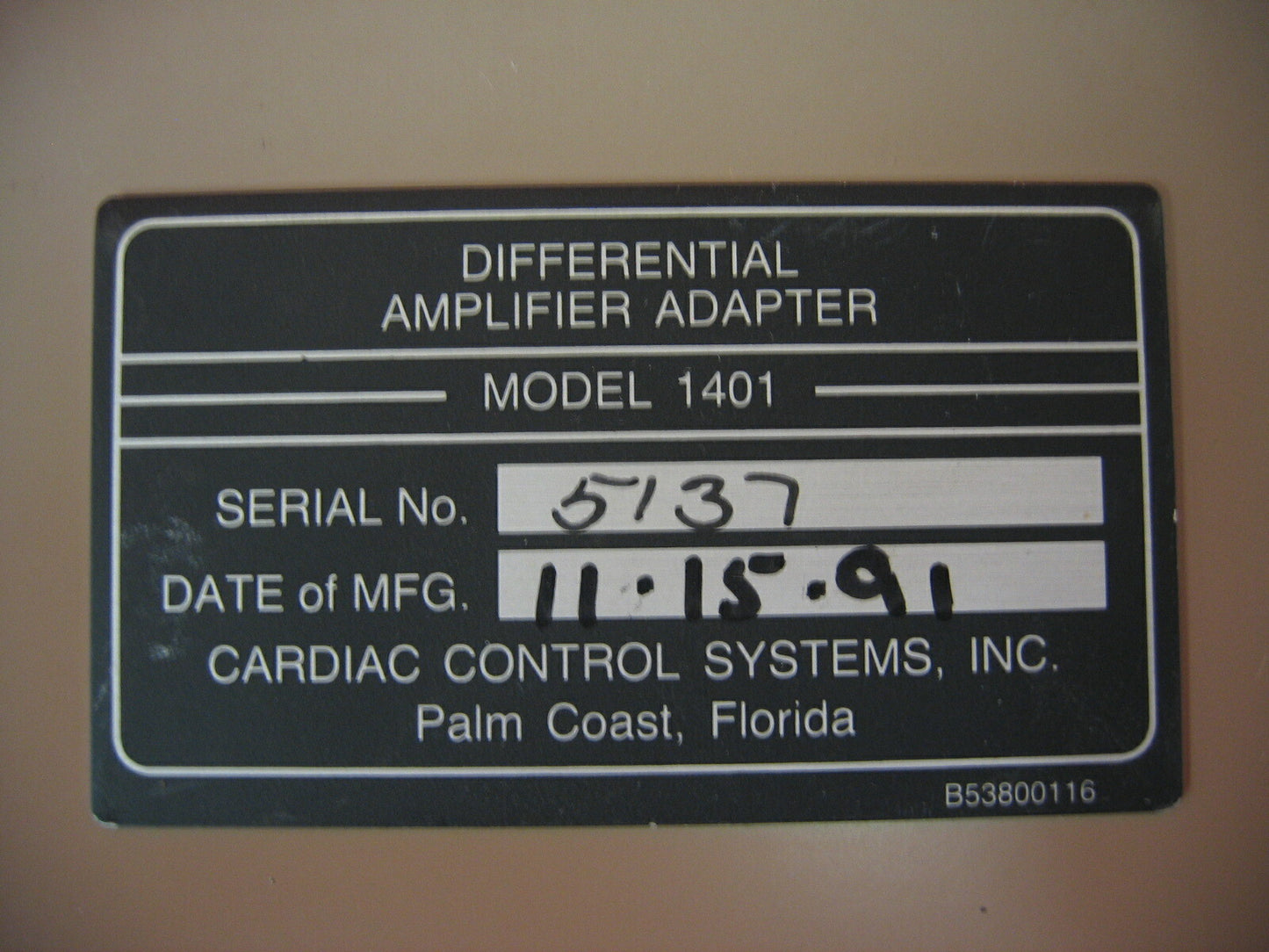 Cardiac Control Systems Inc VERSTERKERADAPTER MODEL 1401
