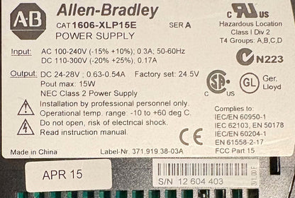 AB ALLEN BRADLEY 1606-XLP / 1606-XLP15E SER A COMPACT POWER SUPPLY - 1 LOT QTY 2