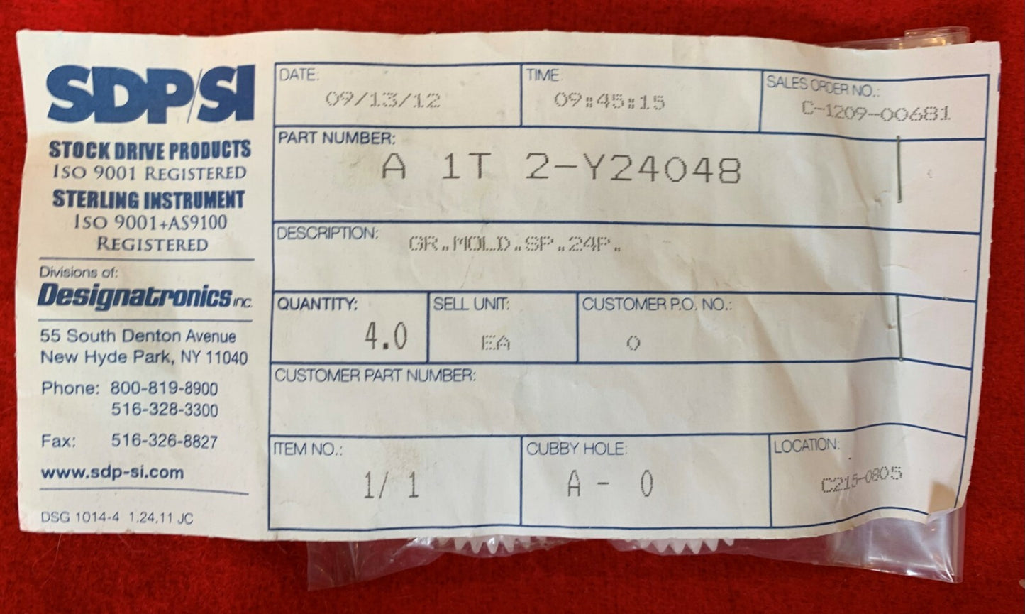 SDP/SI アセタールプラスチックギア、真鍮ハブ付き A 1T 2-Y24048 GR.MOLD.SP.24P。