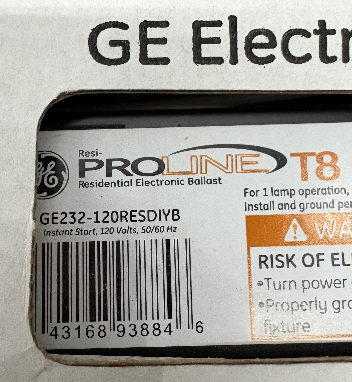 GE PROLINE RESIDENTIAL ELECTRONIC INSTANT-START BALLAST GE232-120RESDIYB - QTY 3