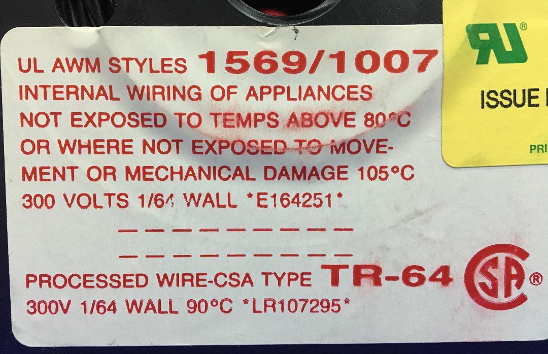 UL1007/1569 CSA-TR64 22 AWG. 7/30  UR Processed wire despoiled. New.