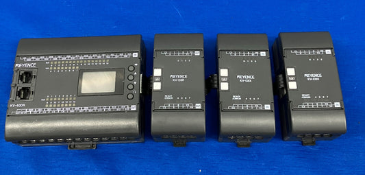 KEYENCE KV-4DR BASE UNIT, DC TYPE, WITH 2 MICRO PLC KV-E8X AND KV-E8A