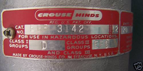 NUEVO INTERRUPTOR DE ARRANQUE Y REINICIO CROUSE/HINDS MODELO 12 HAZ LOC