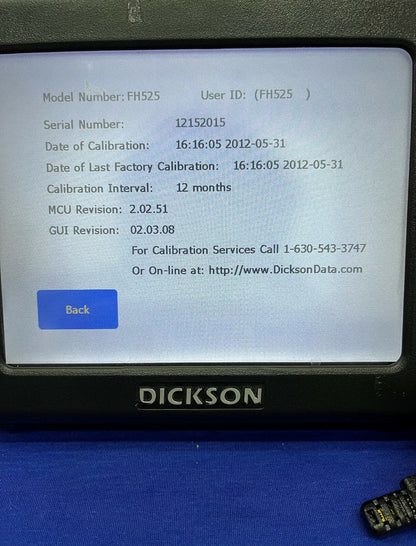 Enregistreur de données de température et d'humidité à écran tactile Dickson FH525 (SONDE NON INCLUSE)