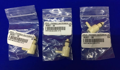 QTY 3 - COLE PARMER COLE-PARMER 06361-98 COUPLING M,ELBOW,1/8"ID