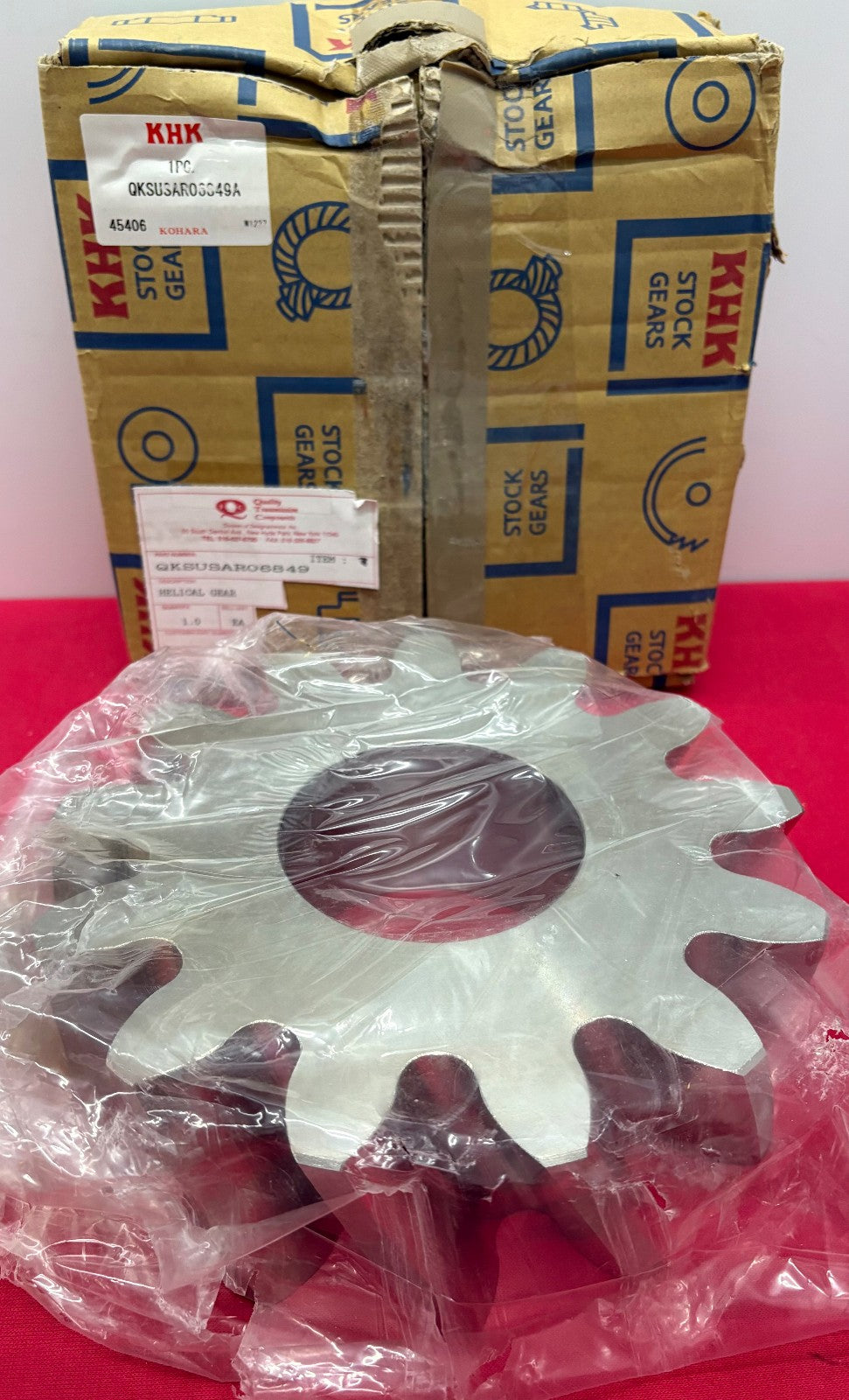 KHK HELICAL GEAR RIGHT-HAND SS 13 TEETH BORO SZ 3 3/4” 8 1/2” OD QKSUSAR06849A