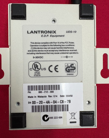 LANTRONIX® UDS-10 SERIAL TO ETHERNET INTERFACE 080-212-000 w/ POWER SUPPLY QTY 2
