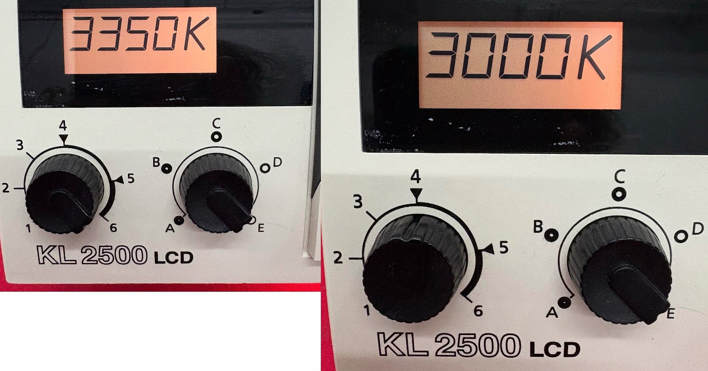 SCHOTT LEICA KL2500 LCD LIGHT SOURCE w/ NO BRAND RING-LIGHT FOR MICROSCOPE