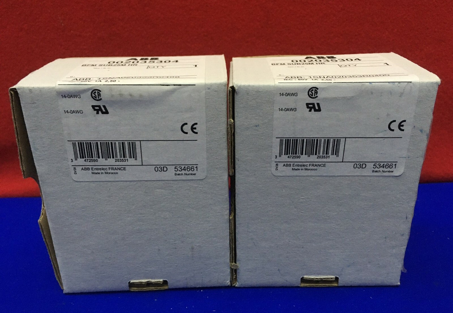 LOT OF 2 ABB ENTRELEC 002035304 BFM SUB25M HR 20353-04 TERMINAL CONNECTOR MODULE