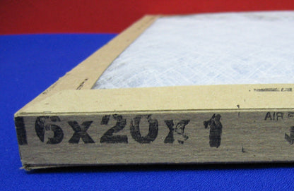 Filtres à air en fibre de verre pour appareil de traitement d'air 16" x 20" x 1" vendus par lot de 12