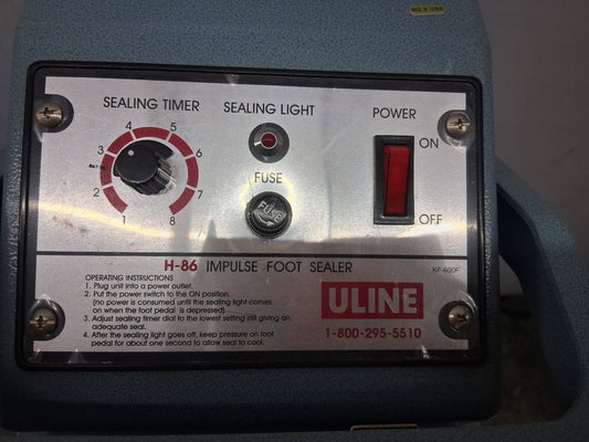ULINE H-86 FOOT OPERATED IMPULSE SEALER 24" ITEM IS USED TESTED WORKS.