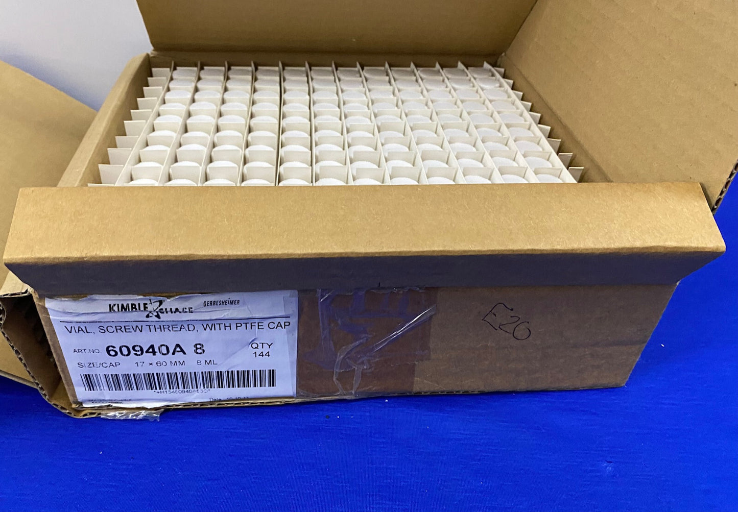 KIMBLE CHASE 60940A 8 / 60940A-8 FLACONSCHROEFDRAAD MET PTFE-DOP - 2 VERPAKKINGEN VAN 144EA 