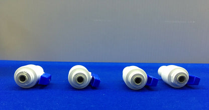 1 VERPAKKING VAN 4 KLEPPEN PARKER 5UMU8 KOGELKRAAN INLINE PIJPMAAT 1/4" BUISMAAT 1/4"