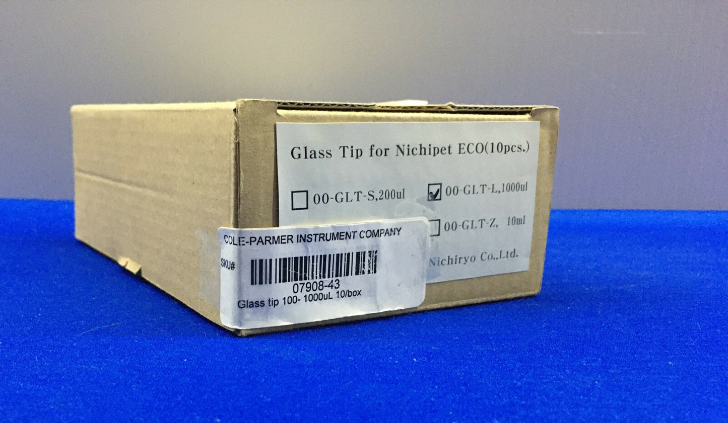 1 paquet de 10 embouts - Cole-Parmer / Nichiryo 07908-43 / 00-GLT-L Embout en verre 1 000 µl