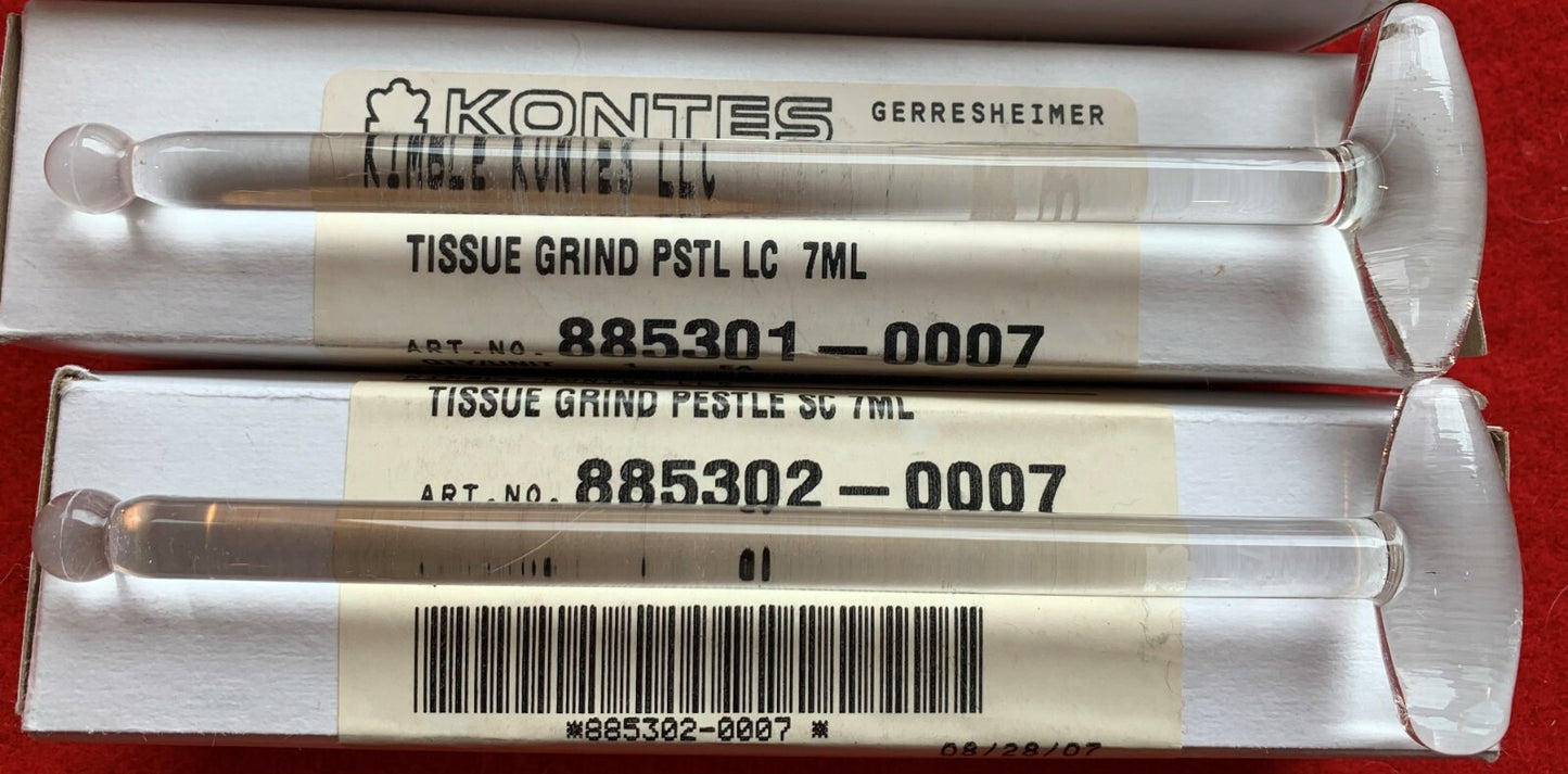 1 LOT - MISC Kontes Glass 7ml Tissue Grinder Stamper &amp; Vijzel Schenktuit