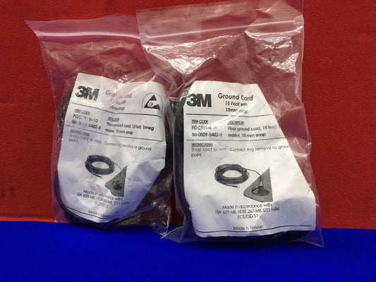 AANTAL 2 - 3M FGC151M-10 VLOERAARDINGSSNOEREN 15' 1 MEG-WEERSTAND 10mm SNAP