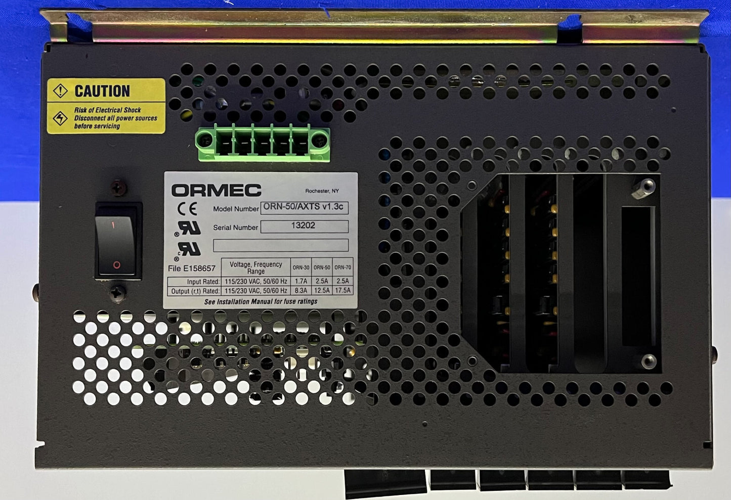 ORMEC MOTION CONTROLLER SERVO ORN-50/AXTS V1.3C 5 SLOT PROCESSOR - PARTS/REPAIR