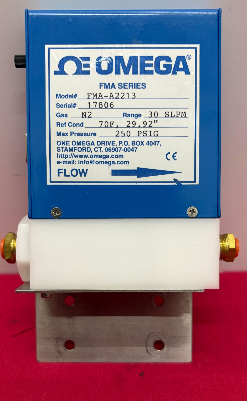 OMEGA FMA-A2213 ELECTRONIC MASS FLOW CONTROLLER RANGE 0-30SLPM GAS N2 250PSIG