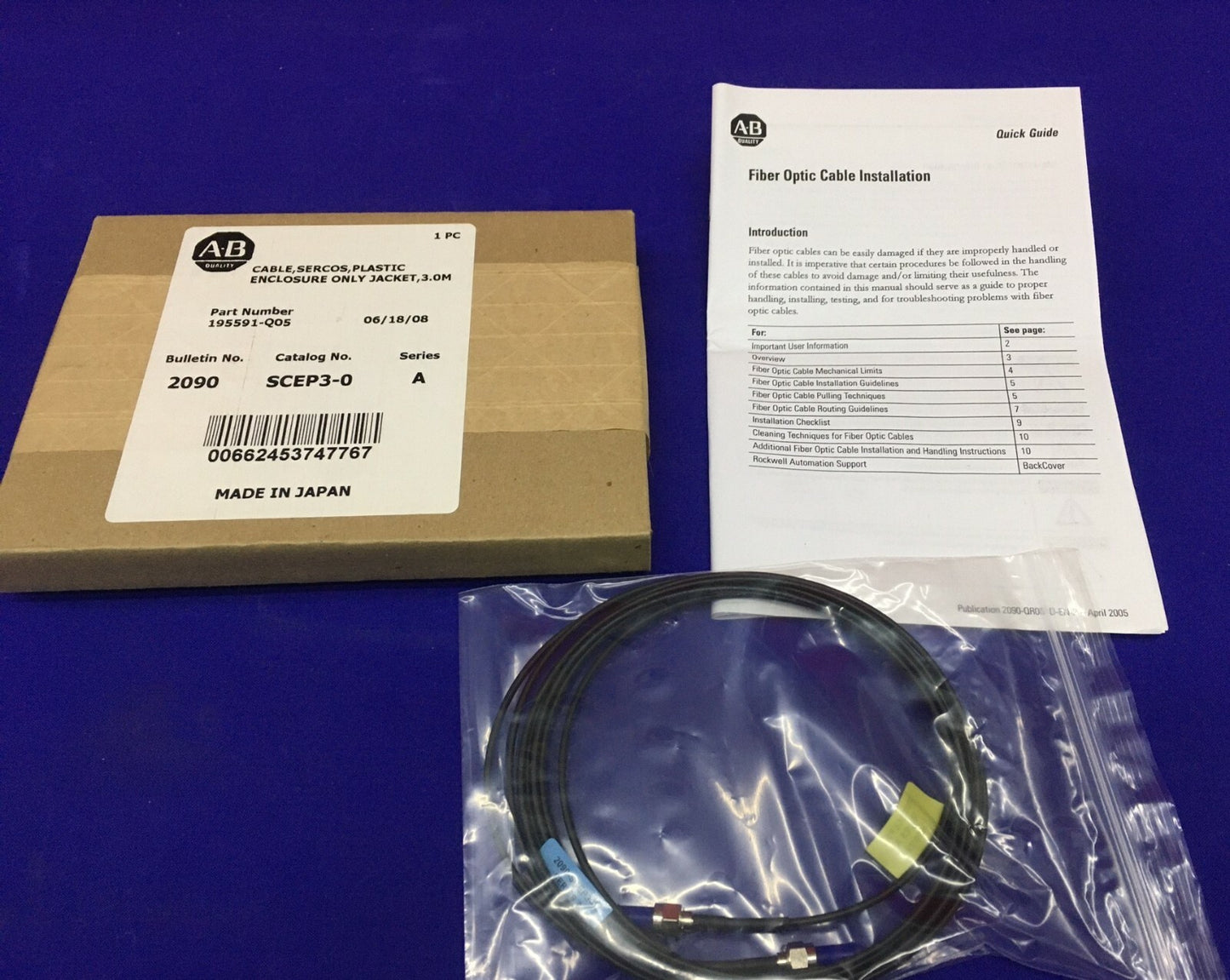 AB Allen Bradley 2090 SCEP3-0 SER A 195591-Q05 CABLE DE FIBRA ÓPTICA PLÁSTICA SERCOS
