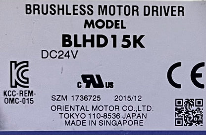 VEXTA オリエンタルモーター ブラシレスモータードライバー BLHD15K DC24V - ロット数量 3