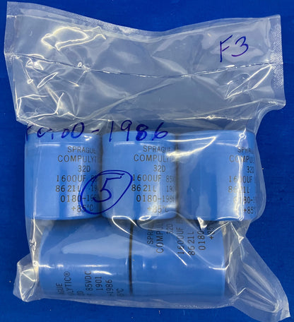 SPRAGUE COMPLULYTIC® 32D-CONDENSATOR, 1600UF 85VDC, 8621L 1901, HP 1080-1986 LOT VAN 5